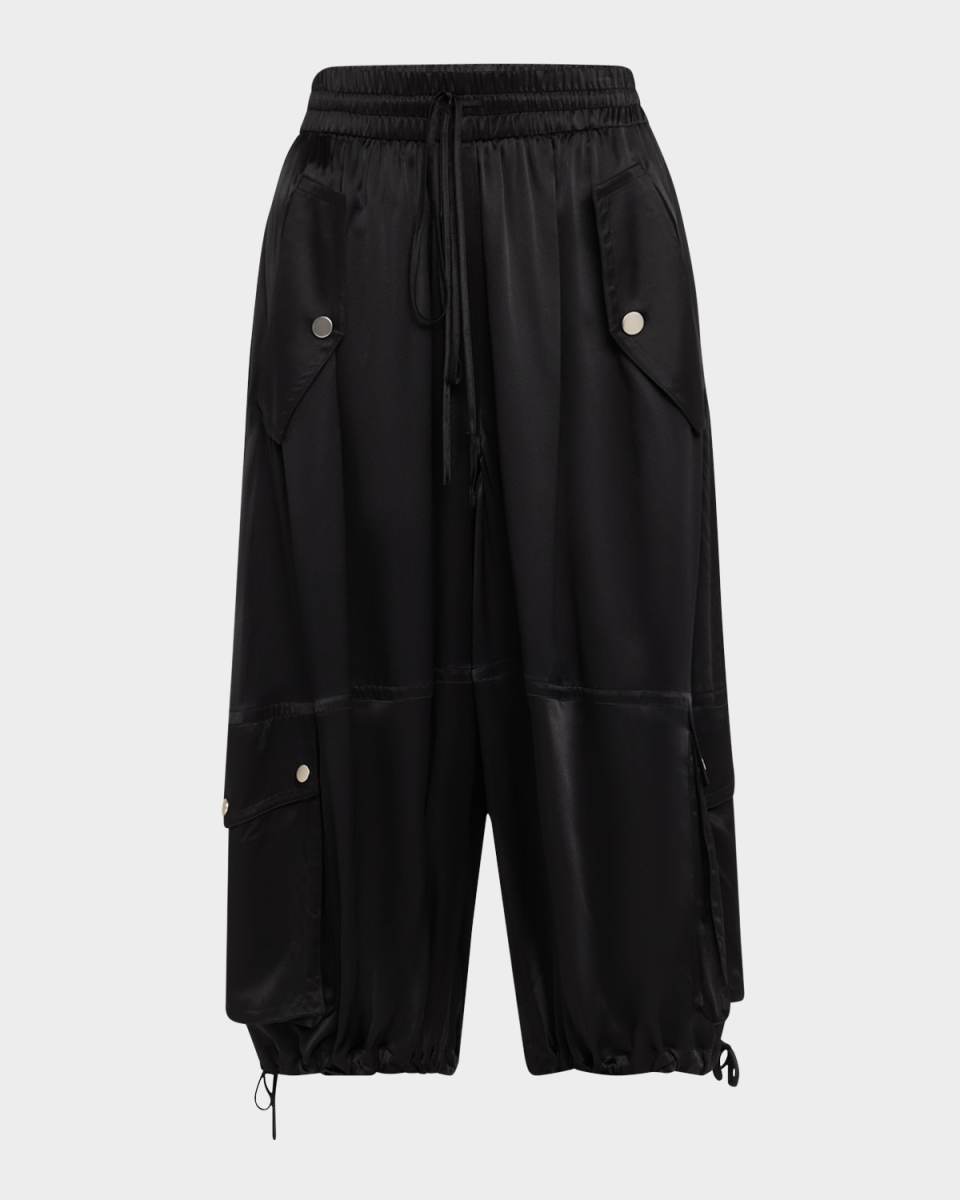 Braies Silk Wide-Leg Crop Cargo Pants